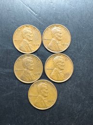 5 Wheat Pennies 1935, 1936, 1937, 1938, 1939