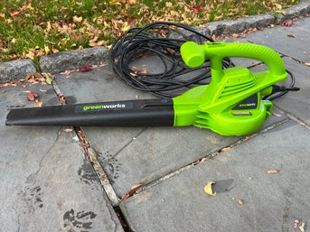 A Greenworks Electric Blower With A Really Long Cord!