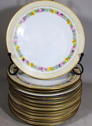 12 Fine Hand Painted Signed W. Wilson Continental Porcelain Dessert Plates