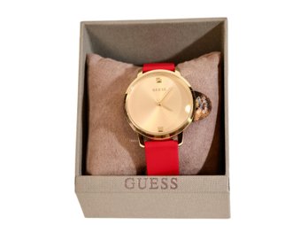 Guess Watch  With Genuine Diamond Chip With Red Band $100