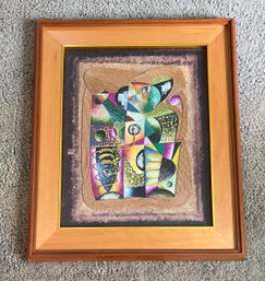 Abstract Multi-Media Artwork Signed By Artist