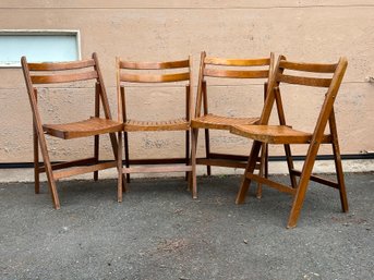 A Great Set Of Vintage Wooden Folding Chairs