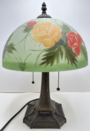 Vintage Hand Painted Frosted Glass Table Lamp