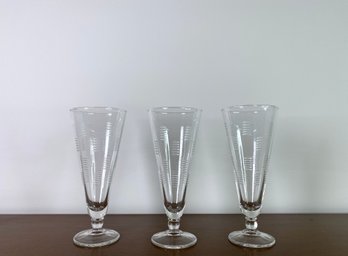 Trio Of Etched Pilsner Glasses