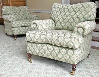 A Pair Of Elegant Custom Armchairs With Down Cushions By George Smith, LTD Of England