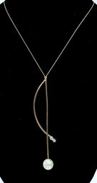 Designer Oliver Bonas Signed Goldtone & Crackle Bead Chi Statement Pendant Necklace