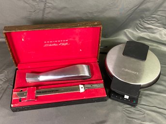 Vintage Remington Electric Knife RK-3 And Cuisinart Waffle Maker WMR-CA (TK)