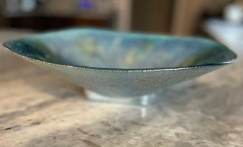 Large Blue Art Glass Bowl