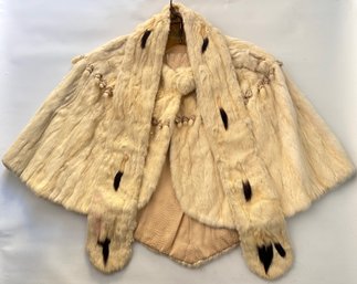 Vintage Ermine Fur Capelet By George L Griffin & Son With Matching Scarf With Ermine Tails