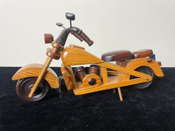 Handmade Wooden Motorcycle Sculpture