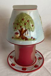 Apple Candle Shade With Candle And Under Plate