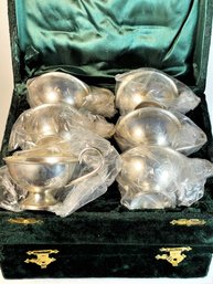 Set Of 12 Velvet Boxed Silver Plate Handled Cups