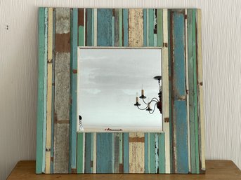 Reclaimed Weathered Painted Wooden Strip Mirror