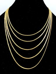 Elegant Vintage 5 Line Goldtone Draped Necklace W/ Detailed Clasp