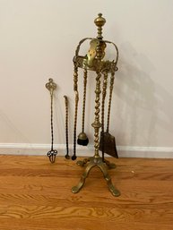 Fireplace Tool Set/stand With Crown