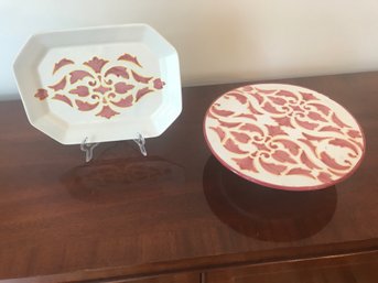 Ceramic Dessert Stand & Platter Handcrafted By Local Artist