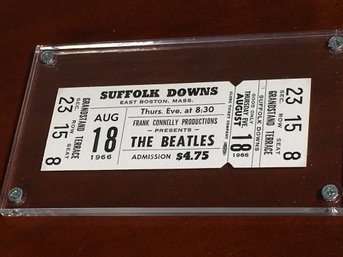 Very Cool THE BEATLES - August 18th 1966 - Unused Concert Ticket - 1966 SUFFOLK DOWNS - Cool Collectible Piece