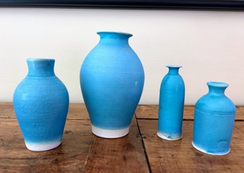 Stamped And Signed, Blue  Artisan Ceramic Vessels