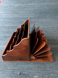 Antique Mahogany Letter Holder With Fan-Shaped Organizer  Classic Desk Accessory (Restoration Needed)