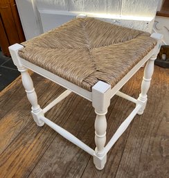 DORCHESTER SQUARE SHORT STOOL Solid Beech Wood - Hand Woven Rush Seat