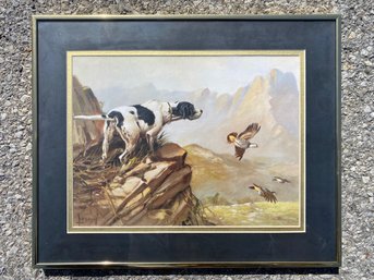 Roberto Lemmi, Pointer On Rock Ledge, Framed Hunt Print