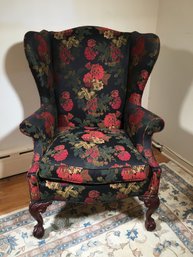 Fabulous Like New HITCHCOCK - LAUREL PARK Wing Back Chair With Custom Upholstery - Ball & Claw Feet - Wow !