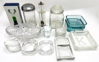 Crystal Tableware, New Mikasa Bottle Stopper, Glass Ashtrays, Diner Sugar Canister & More