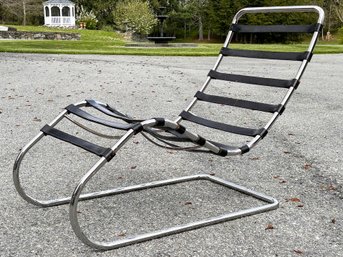 A Vintage Authentic Mies Van Der Rohe MR 100 Chaise Lounge Chair - Chrome Frame With Straps
