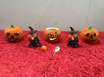 Ceramic Witches And Pumpkins