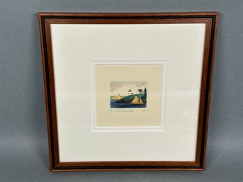 Parks Beach 'Curtis Island Light' Hand Colored Etching Pencil Signed & Numbered Framed Print