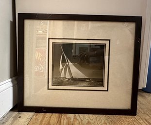 Three Sails Photograph Of Boats In The Middle Of The Sea Wooden Framed. 212/WA-B