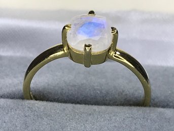 Beautiful Vintage Sterling Silver / 925 With 14K With Gold Overlay Ring With Natural Cut Quartz - Very Nice !