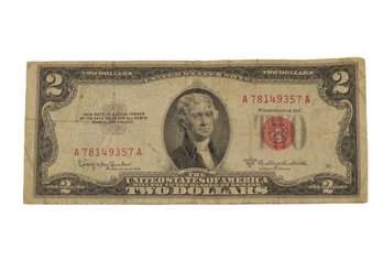 1953C 2 Dollar Bill With Red Seal