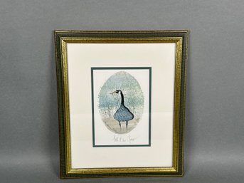 P Buckley Moss 'Pat's Blue Goose' Pencil Signed & Numbered Lithograph