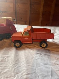 Vintage Tonka Orange Dump Truck & Vintage Tonka Fire Truck