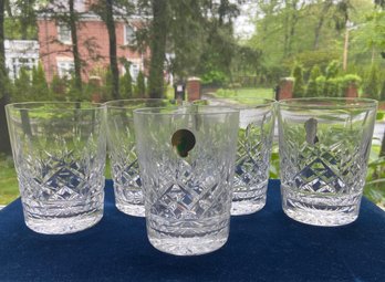 Five Vintage Waterford Crystal 'Lismore' Double Old Fashion Glasses