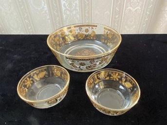 Culver Ltd 1960s Appetizer Bowls 22k Gold Leaf Set