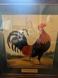 'The Game Cock Inn' Framed Rooster Print With Inscribed Brass Name Plate