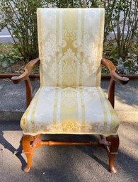 Queen Ann Style Upholstered Open Arm Chair