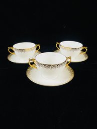 Vintage C.1900 D&C France Limoges Higgins & Seiter NY Cups And Saucers - Set Of 3