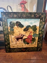 Interesting Folk Art Painting On Wood Board