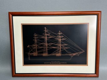 Copper Etched 'The Flying Cloud' Clipper Ship Framed Art