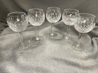 Lot (1 Of 2) Group Of Five (5) Fabulous WATERFORD CRYSTAL Balloon Water / Wine Goblets - Amazing Pieces !