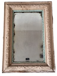 Antique Wall Mirror In Frame Boasting Intricate Foliate Carved Design