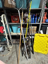 Fishermen's Delight: 6 Fishing Rods, Two Fishing Nets & Extras