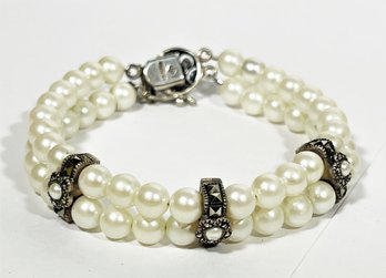 Sterling Silver Judith Jack Faux Pearl Bracelet