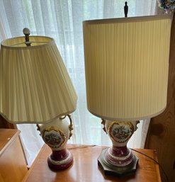 Pair Of Scenic Porcelain Lamps