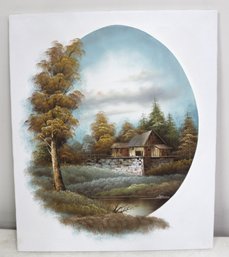 Beautiful Barn Scene Painting On Canvas (signed) By Nathan