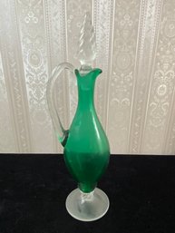 Vintage Hand Blown Emerald Kelly Green