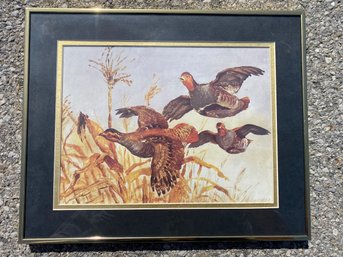 Roberto Lemmi, Grouse In Flight, Framed Hunt Print